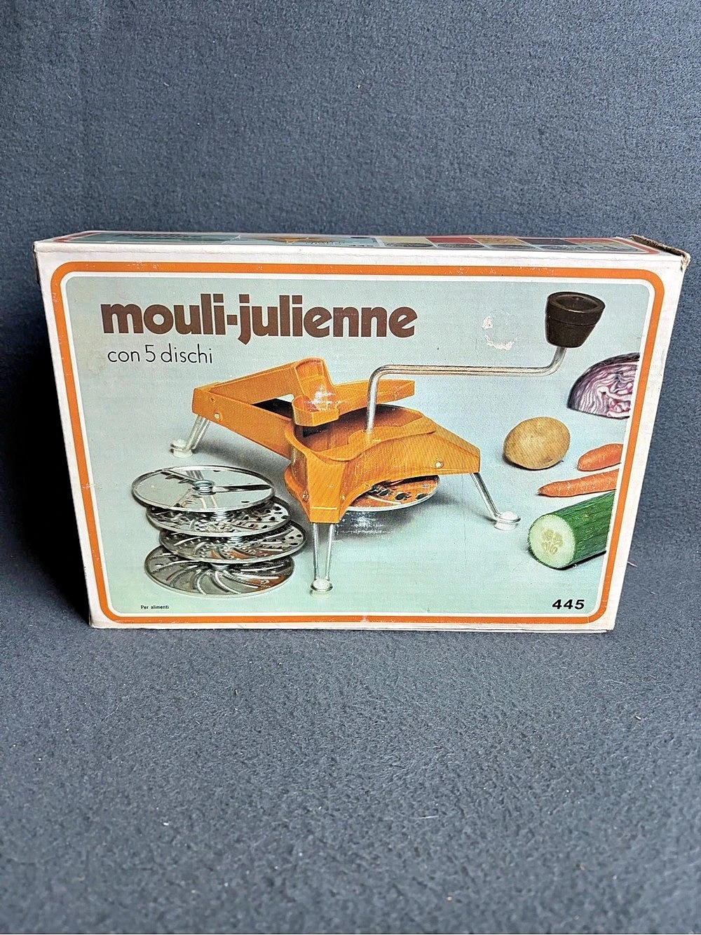 Mouli-Julienne/Schnitzel-Mouli 445 Complete Set in Box with Instruction Sheet